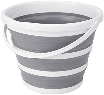 QIANBAOBAO 1pcs Folding Bucket Bathroom Folding Round Portable Car Wash Bucket Camping Outdoor Bucket,Gray