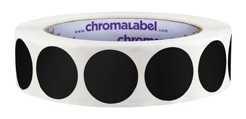 ChromaLabel 1 Inch Circle Sticker Labels, Easy to Write On Colored Dot Stickers, High Visibility Permanent Labels - 1000 Sticky Dots per Roll, Black Dot Stickers