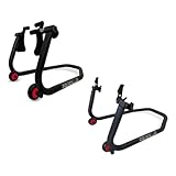 Kit Cavalete Dianteiro + Cavalete Traseiro Coyote - Modelo 2 Rodinhas - Para Motos COM Slider de Balança