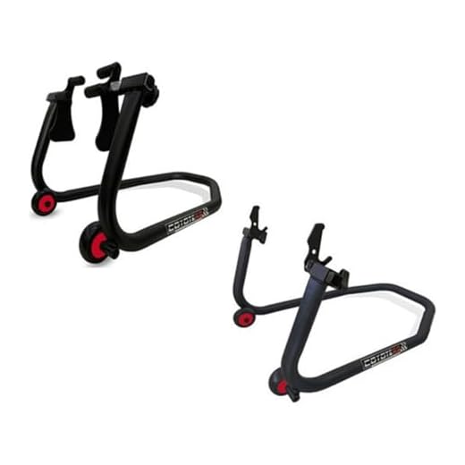 Kit Cavalete Dianteiro + Cavalete Traseiro Coyote - Modelo 2 Rodinhas - Para Motos COM Slider de Balança