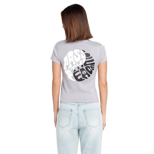 Image of Volcom Women's Have a Clue Short Sleeve Tee - Fitted T-Shirt with Striped Neck Taping