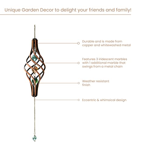 Bits and Pieces - 14" Copper Toned Hanging Art Piece - Yard Decorations - Weather-Resistant Kinetic Wind Ornament - Garden Decoration - Copper Yard Art