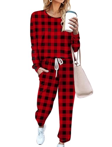 Image of Aloodor Sweatsuit for Women 2 Piece Outfits for Womens Crewneck Sweatshirts Pullover