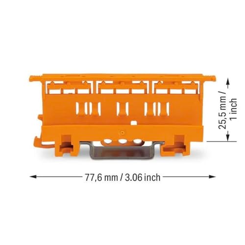 WAGO Befestigungsadapter 221-500 | Befestigungs-Adapter der Serie 221 (4 mm²), zur Montage auf TS 35, 10 Stück, für Schraubbefestigung, orange