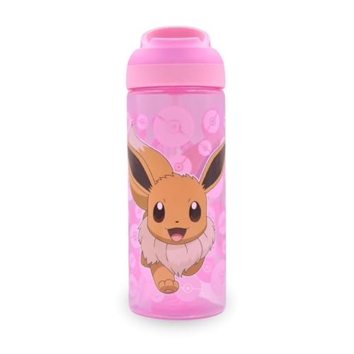 HOX Pokemon Eevee - Borraccia riutilizzabile per bambini, senza BPA, con passante per il trasporto, beccuccio apribile e cannuccia rimovibile, 600 ml HOX Pokemon Eevee - Borraccia riutilizzabile per bambini, senza BPA, con passante per il trasporto, beccuccio apribile e cannuccia rimovibile, 600 ml