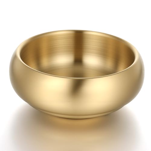 Snuviax 4 Inch Gold Decorative Bowl Stainless Steel Key Bowl & Catch All Tray Small Decorative Bowls for Entryway Table Versatile Home Decor & Jewelry Organizer for Office Bathroom Vanity (Gold)