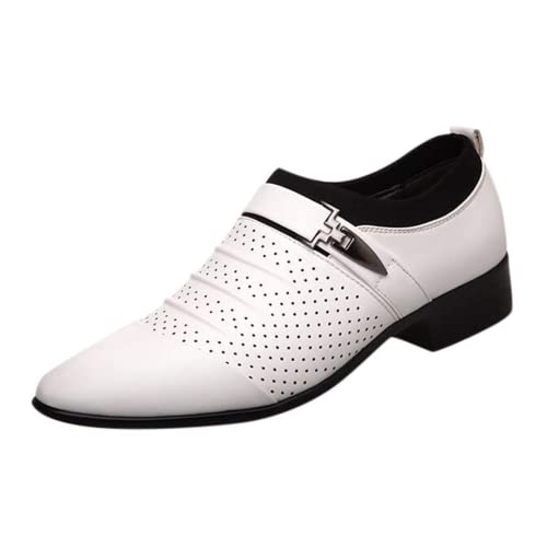 BORAMAX Men's PU Leather Cutout Breathable Dress Shoes Business Fashion Wedding Shoes Comfortable Pointed Toe Oxford Shoes