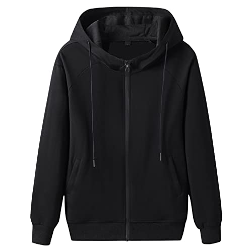 Maiyifu-GJ Men's Slim Fit Full Zip Hoodies Lightweight Athletic Casual Hooded Sweatshirt Long Sleeve Active Hoodie Jackets (Black,Large)