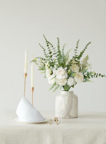 Anna's Whimsy Artificial Flowers Bouquets, Artificial Silk Flowers Bouquets For Wedding, Home Table Decorations, Wedding Centerpieces Bouquets Flowers Arrangement Decorations (White) #TOP3