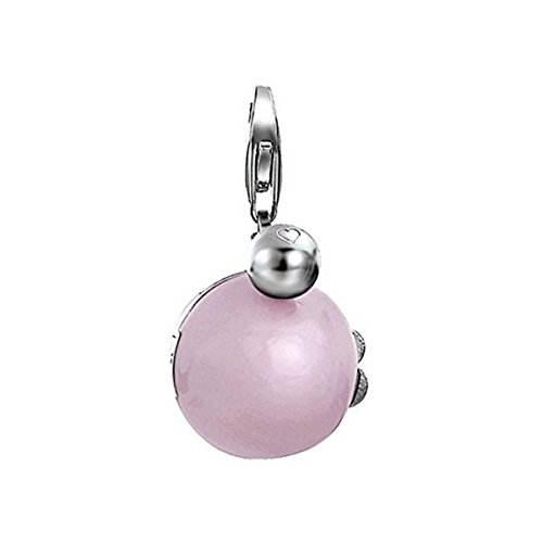 Colgante de bola y llave de plata de ley 925 para mujer con piedra cristal rosa ESPRIT