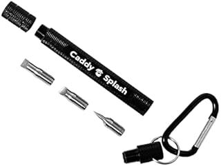 Caddy Splash Golf Club Groove Sharpener Tool - 3-in-1 Golf Club Cleaner for Wedge, Iron - Oblique, Straight, Spike Replacement Tips for U & V Grooves - Aluminum-Alloy Shaft, Heat-Treated Steel (Black)