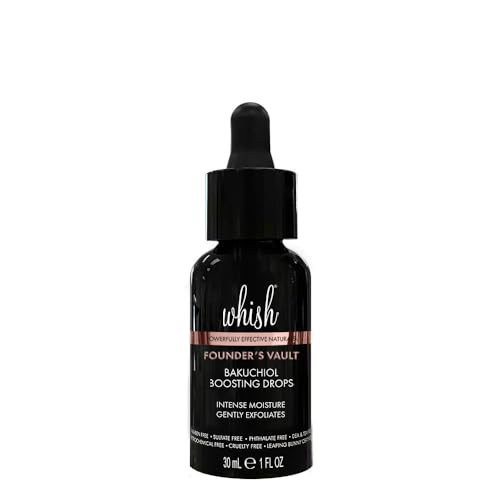 Whish Bakuchiol Boosting Drops - Moisturizing, Vegan, Plant-Based, Clean Beauty, Paraben & Sulfate Free, Unisex - 1 Fl Oz