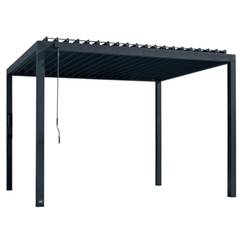 Image of Backyard Discovery Sarasota 12' x 10' Galvanized Steel Louvered Pergola Kit with Adjustable Roof, Shade, Rain Protection, High-Wind Rating, Gutter System for Outdoor Patio, Garden, Deck, Entertaining