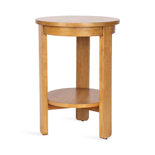 Kate and Laurel Foxford Tiered Round Side Table, 16 x 16 x 23, Natural Brown, Transitional Two-Tier Circle Nightstand Table with Storage and Resilient Wood Construction for Bedroom Decor by Kate and Laurel - Used condition - US$135.24