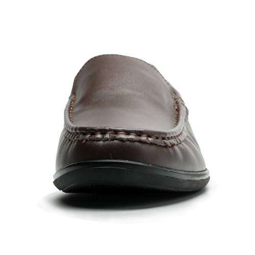 Image of Men's Loafers Casual Leather Slip-On Oxfords Driving Shoes Dress Soft Comfortable & Light-Weight Black
