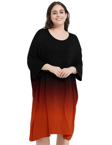 Image of KFUBUO Plus Size Nightgowns for Women Oversized Sleep Tshirts Dress Short Sleeves Sleepwear With Pocket Fit S-5XL