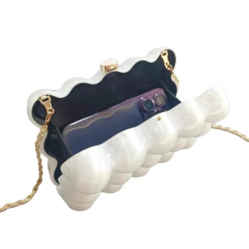 Image of Women Acrylic Clutch Chic Marble Evening Handbag Wedding Box Clutch Purse Chain Shoulder Bag for Prom Party