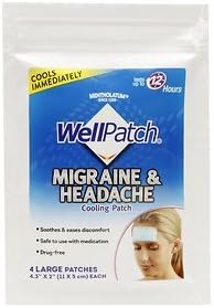 WellPatch Almohadillas refrescantes para el dolor de cabeza, migraña 4 almohadillas en un paquete (paquete de 6)  24 almohadillas por WellPatch