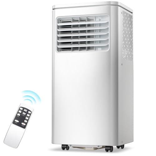 Electactic - Aire acondicionado portátil 10000 BTU, control remoto, modo ventilador, refresca 450 m². Temporizador de 24 horas, funcionamiento silencioso