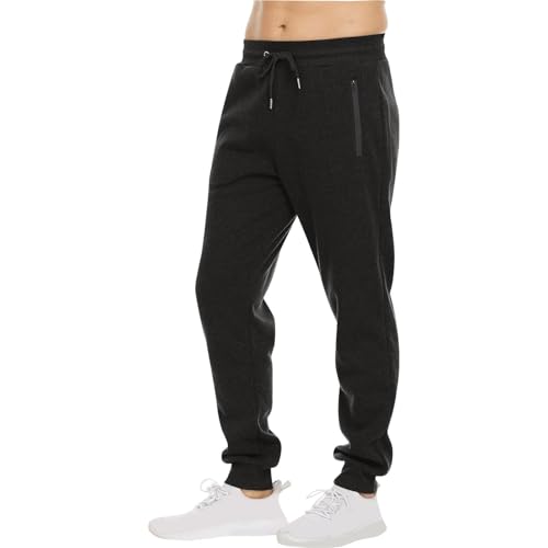 Mens Fleece Active Sweatpants Athletic Workout Jogger Pants for Men with Zipper Pocket and Drawstring Sweat Pants