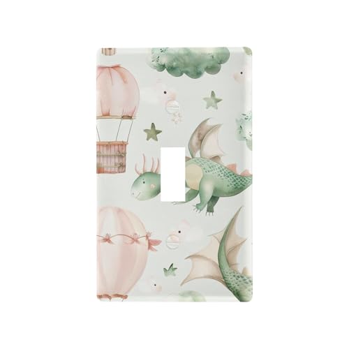 xigua Toggle Switch Wallplate Watercolor Baby Dragons Switch Wall Plate Cover,Decorative Outlet Cover Switch Cover for Home Office Bedroom 4.53" x2.76"