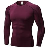 Yuerlian Men's Compression Shirts Long Sleeve, Base-Layer Tops Quick Dry Workout Crewneck T Shirts S