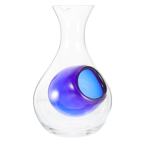 OSALADI Decantador de Vino de Vidrio 400Ml con Hueco para Hielo Dispensador Multifuncional para Whisky y Jugos Jarra Transparente Azul Adecuado para Uso Doméstico y Eventos