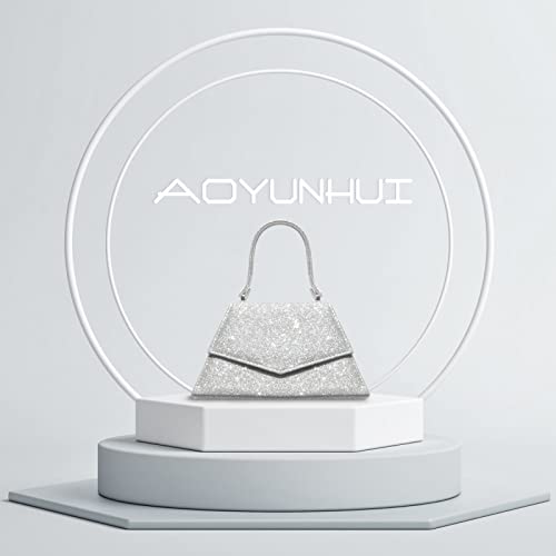 Aoyunhui Evening Handbags Purse Clutch Purse For Women Girls Sliver Women Evening Bag Party Clutches Wedding Purses Cocktail Prom Handbags With Frosted Glittering #TOP4