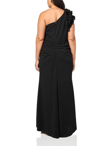 Image of Xscape Women's Xscape Women's Floor-Length, One-Shoulder, with Statement Floral Detail and Draped Fitted Silhouette (Plus)