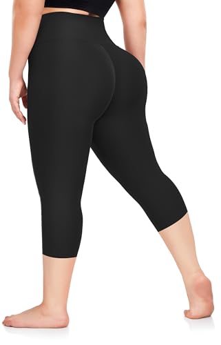 Plus Size Leggings for Women- XL-4XL High Waist Tummy Control Stretchy Workout Yoga Pants Plus Capris