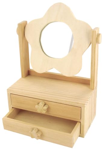 CTOP Coiffeuse en Bois Miroir Fleur 2 tiroirs 22 x 15 x