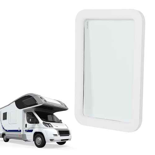 HECASA RV Entry Entrance Door Window Teardrop Vertical Slide RV Window 12 W x 21 H Replacement For Camper Cargo Van Clear Cargo Travel Trailer Window White Frame