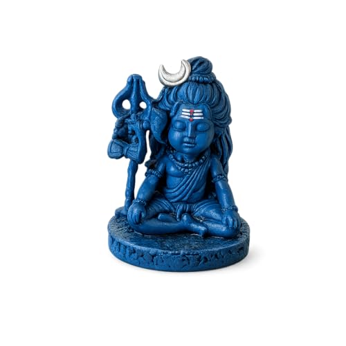 Image of eCraftIndia Meditating Lord Shiva Idol | Blue Shiv Murti with Trishul | Spiritual Decorative Showpiece for Home Decor & Gifting | Compact Religious Statue for Temple & Living Space