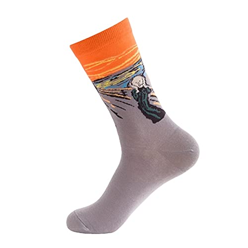 Trend Men's Mid-Calf Length Sock Crazy Oil Painting Series Men's Socks Men's Cotton Socks Long Socks