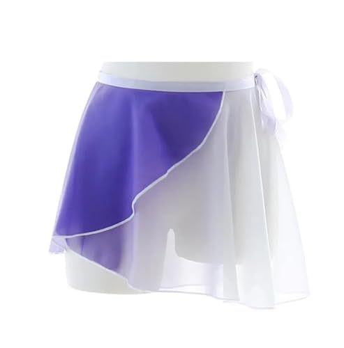 Jupe de danse en mousseline violet et blanc portefeuille courte pour femmes