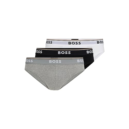 BOSS Herren Dreierpack Baumwolle Stretch Power Brief, Weiß, Schiefergrau, Dunkelschwarz, XXL 1