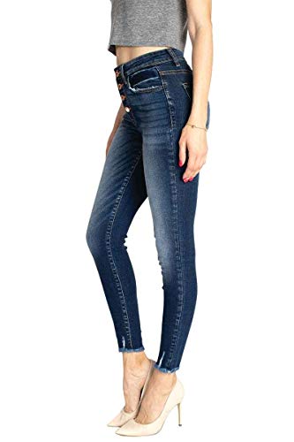 Kan Can Women's High Rise Distressed Super Skinny Jeans3