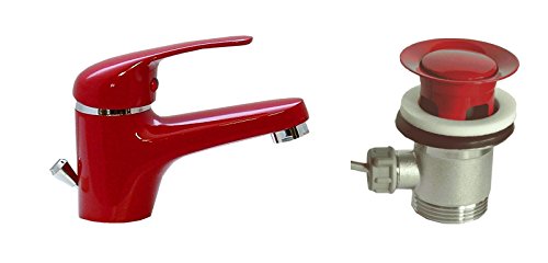 Preisvergleich Produktbild Einhebel Waschtischarmatur in Rot + roten Excenter. Hochdruck.