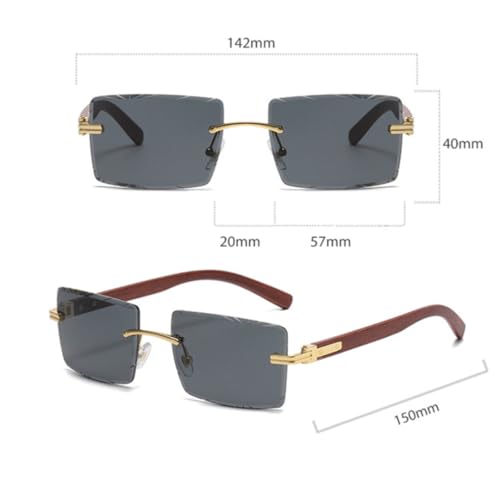 Lunettes de soleil vintage sans monture protection UV400 maximale verres marron - 6