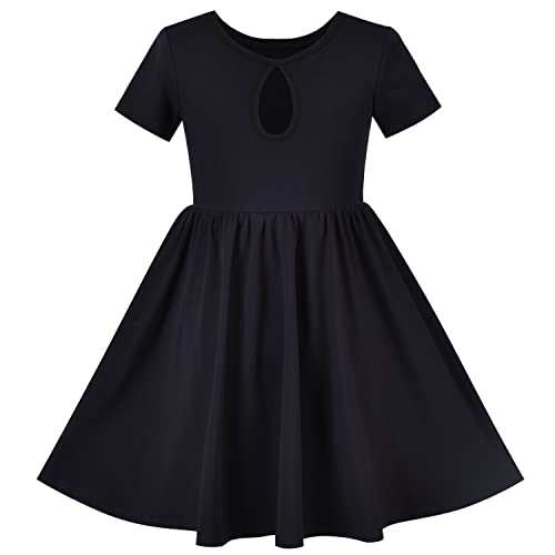 Image of Sunny Fashion Girls Dress Colorful Striped Knitted Cotton Stretch School