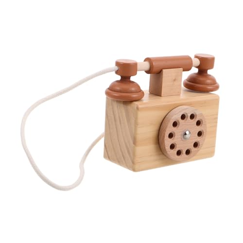 MILISTEN Spielzeugtelefon Kleinkindtelefon mit Wählscheibe antikes Telefonmodell Retro-Wählscheibentelefon Zubehör für Spielhäuser Telefon Prop Telefon Holz