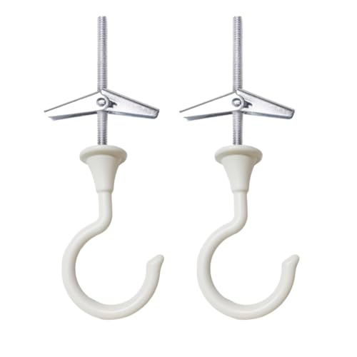 Image of Large Swag Ceiling Hooks Heavy Duty Swag Hook 2 Sets 2.4''with Hardware for Hanging Plants Ceiling Installation Cavity Wall Fixing (2 Sets, White，Large)