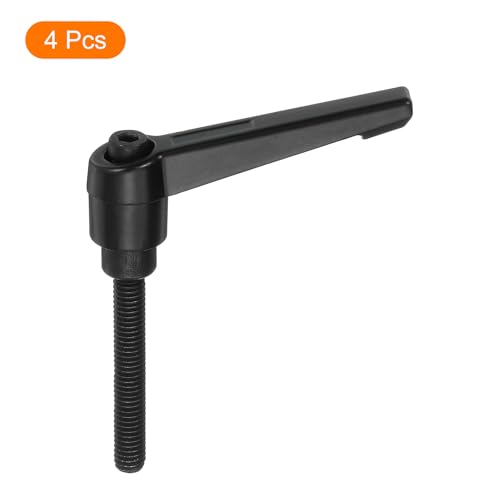 Image of uxcell 4Pcs M6 x 40mm Adjustable Knobs Handle Male Thread Push Button Ratchet Quick Release Locking Rotating Bolt for Lathe Machinery, Black
