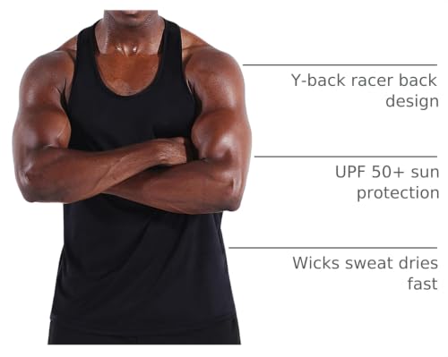 Image of NELEUS Men's 3 Pack Dry Fit Y-Back Muscle Tank Workout Gym Shirt