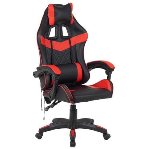 Sedia Gaming Poltrona da Ufficio Direzionale Ruote Girevole Sportiva Racer Direzionale Office Racing Presidenziale Casa Studio Sedia Da Scrivania Uffici Altezza Regolabile (Rosso con Led) - Sedia gaming - Immagine 6
