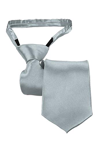 Gravata Slim Fit Com Zíper e Nó Pronto (Adulto, Prata)