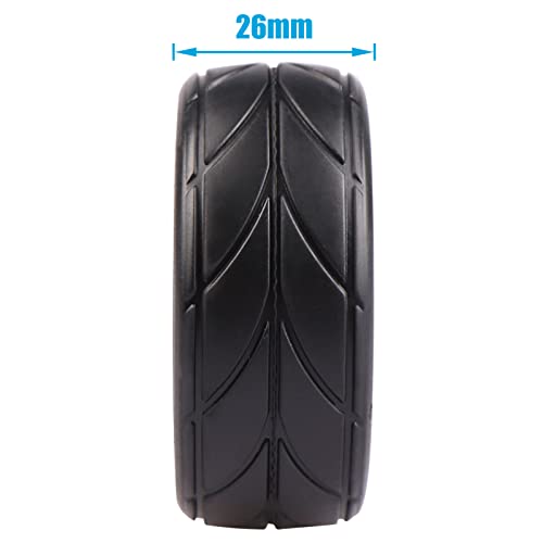 Acekeeps 4-Pack 1/10 Rc On-Road Drift Car Aluminum 12Mm Hex Wheel Rims And Rubber Tires (65X26Mm) W/Hex Wrench For Sakura Tamiya Hpi Kyosho Traxxas Axial Redcat Hsp Racing Car #TOP2