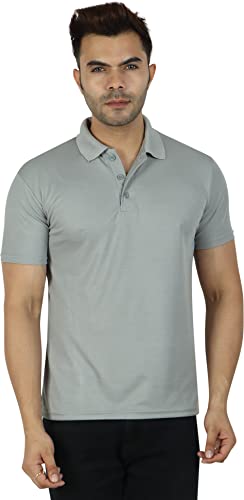Image of Regular Fit Solid Men Polo Neck Collar T-Shirt Pack of 1 Grey