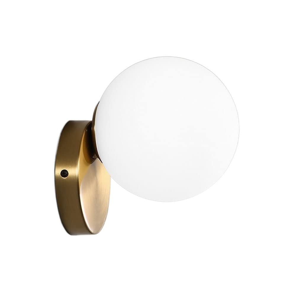 OZBMA Wall Mounted Light Originality Glass Sphere Small Lamp American Style Bedroom Bed Head Modern Simple Staircase Aisle Bathroom Mirror Wrought Iron with Lantern Nordic Simplicity R