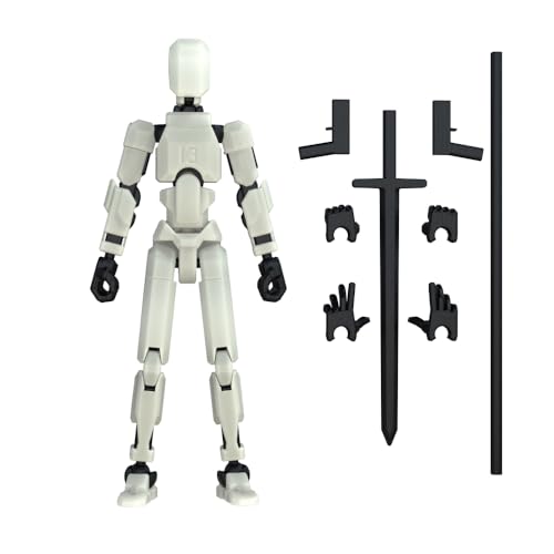 Image of MerryXD T13 3D Action Figure,Assembly Completed Dummy Nova Titan Lucky 13 Action Figure 3D Printed Multi-Jointed Movable Toy Grow in The Dark White